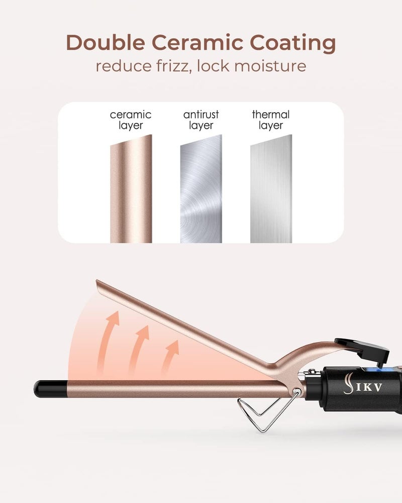 IKV Small Curling Iron, 1/2 Inch Long Barrel for Short Hair, Ceramic Skinny Curling Wand - Image 4